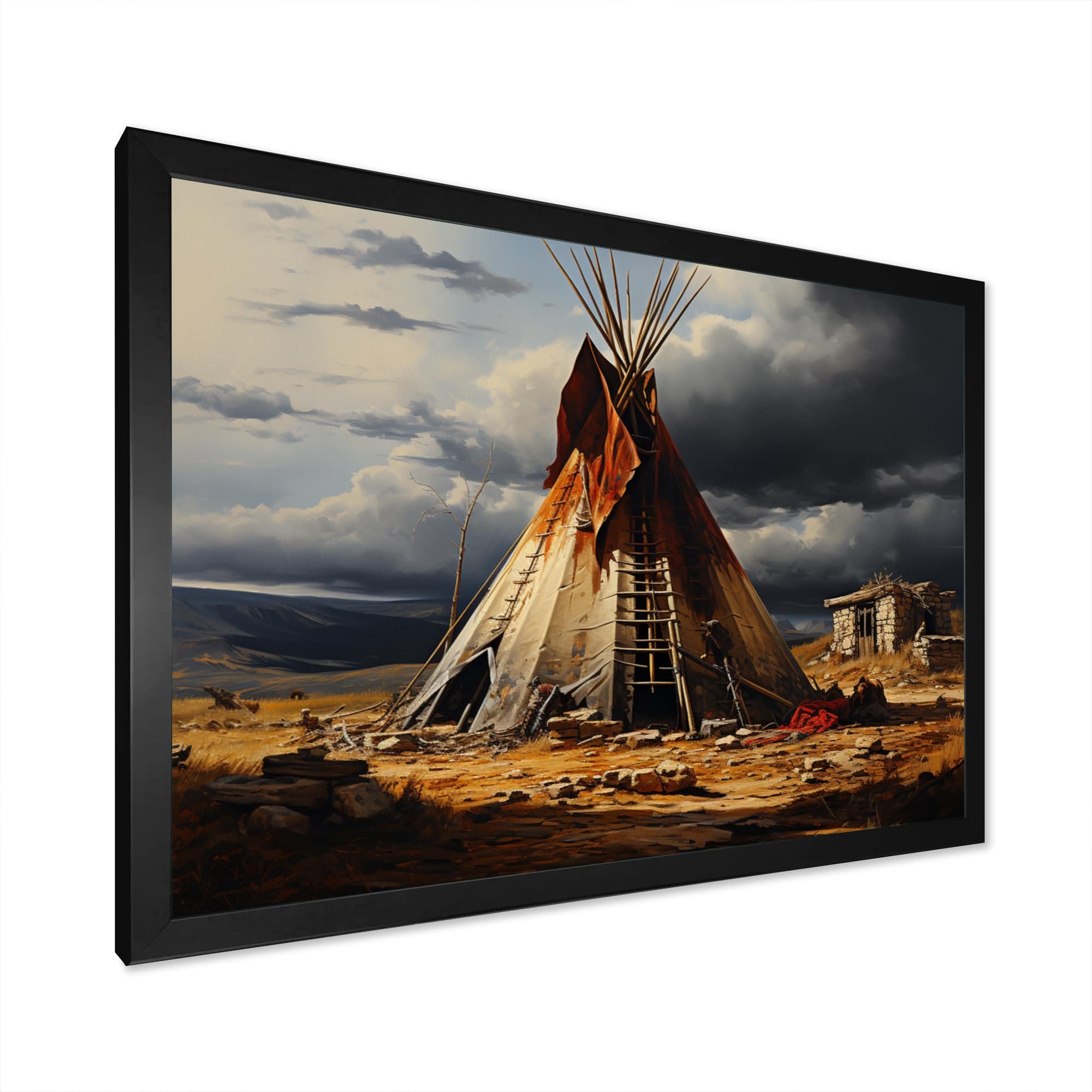 Designart "Native Tipi Embracing Tradition" Native American Art Framed